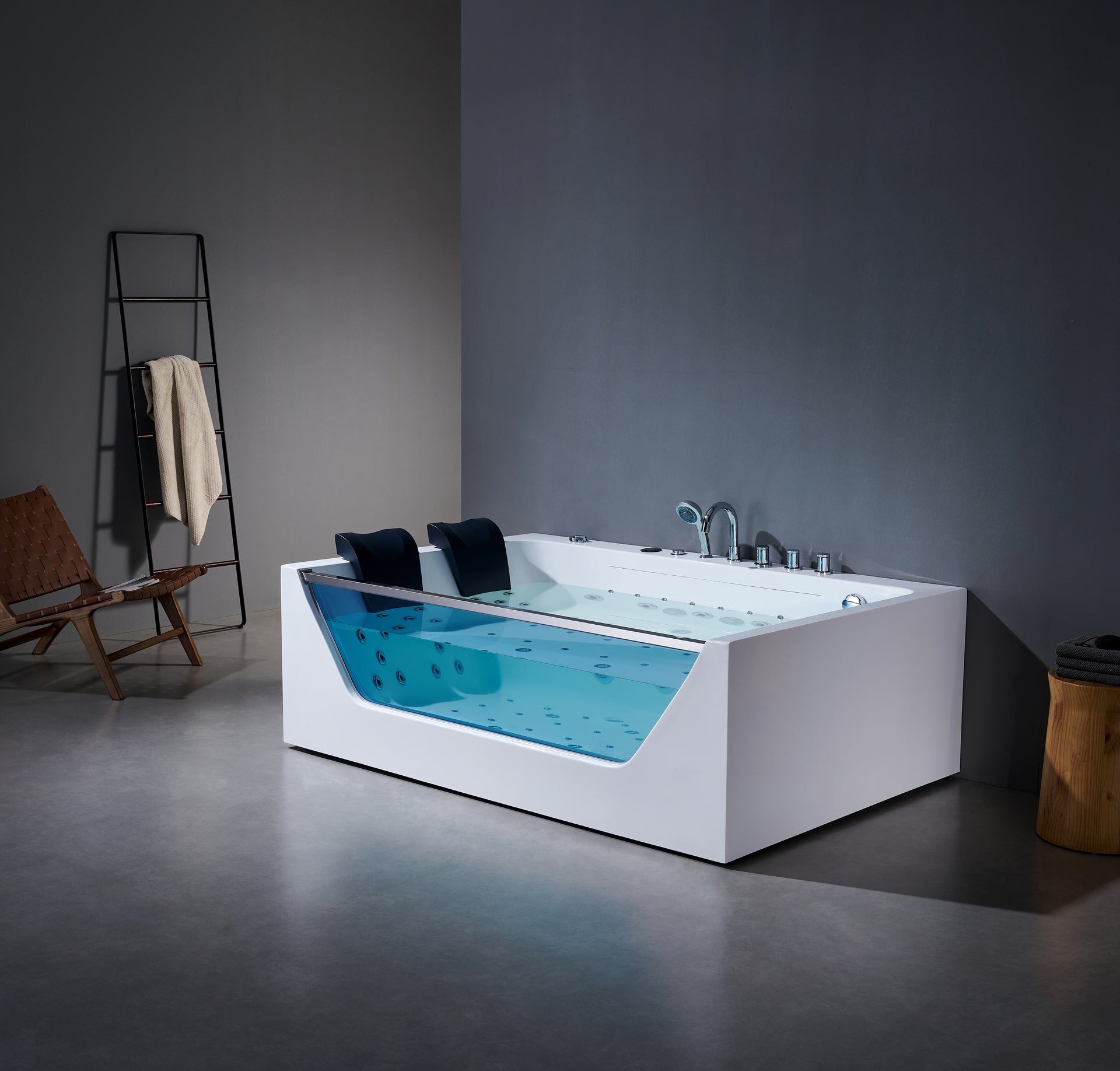 Norkaya Linea 72×30 Freestanding Air Bath, Ultra-Quiet Blower, Single-Person, Center Drain