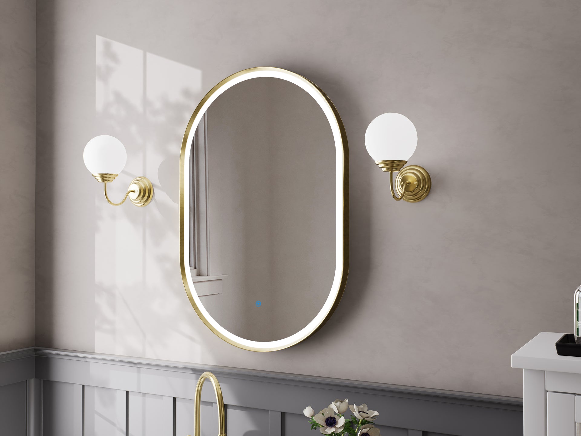Silhouette Bath Wall Mirror in Brass