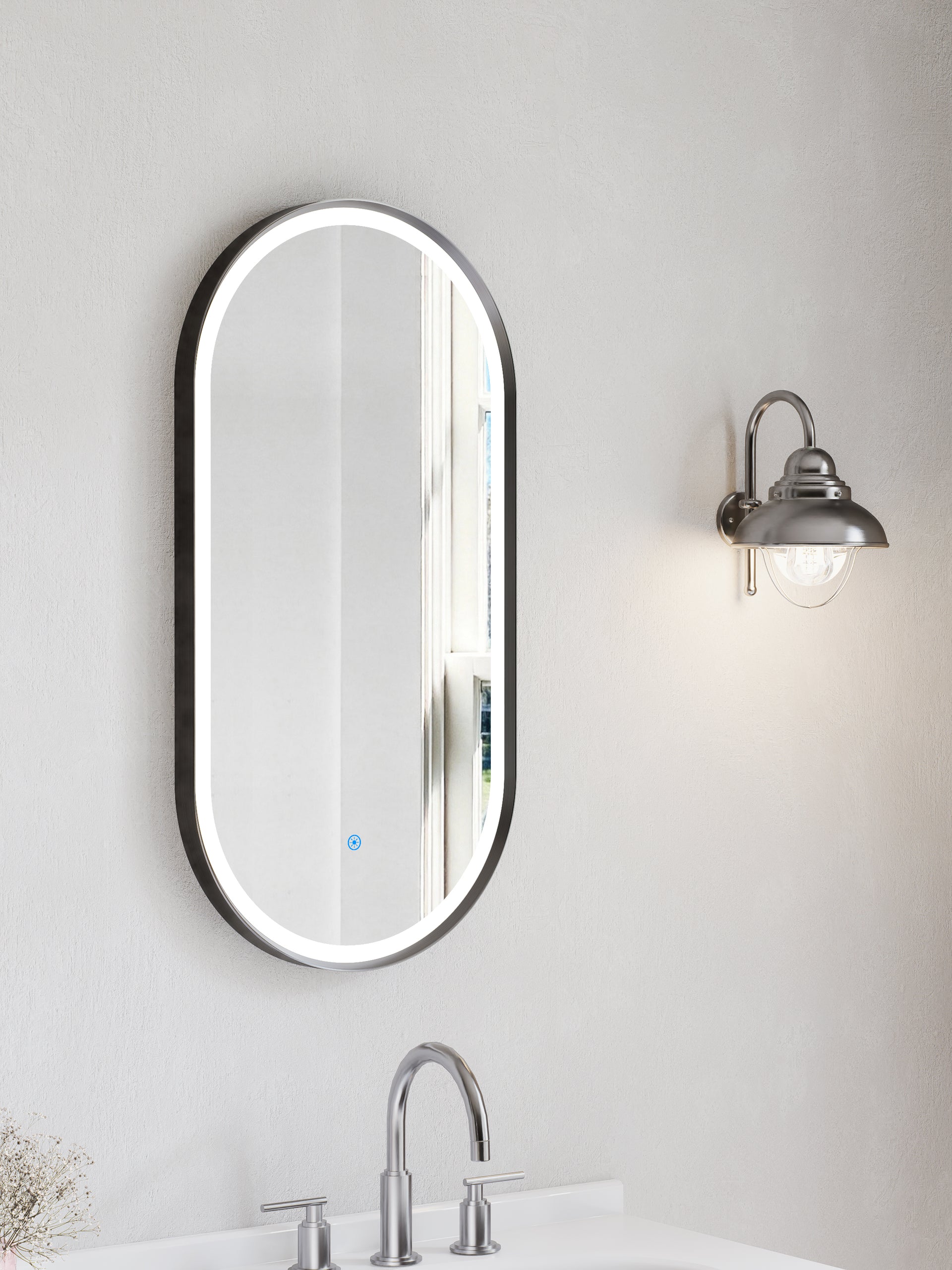 Opus Oval Bath Wall Mirror in Nickel
