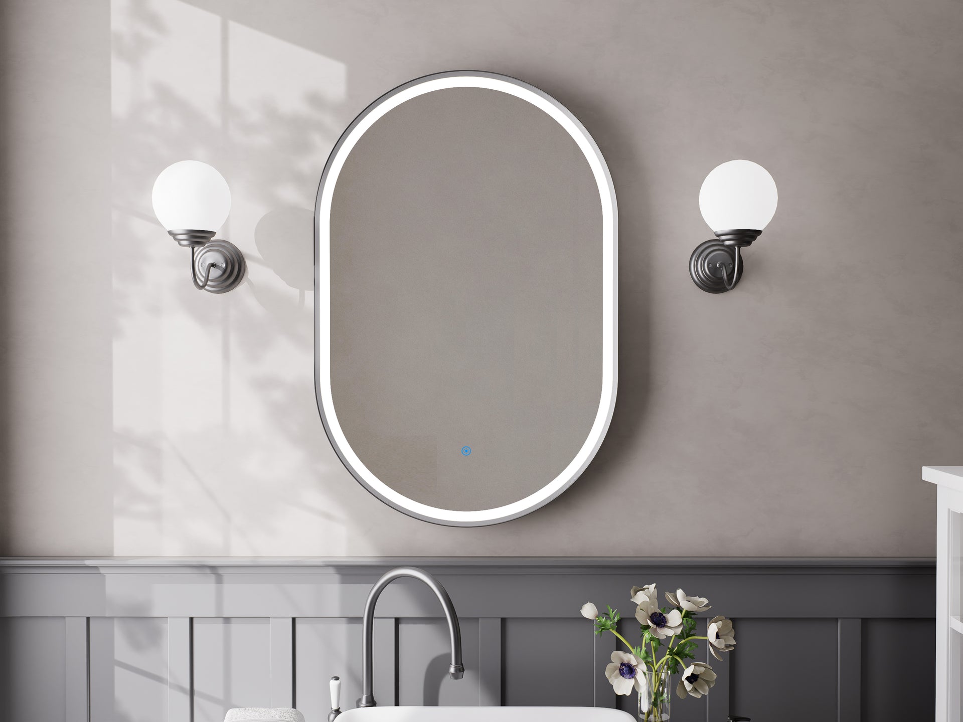 Silhouette Bath Wall Mirror in Brass