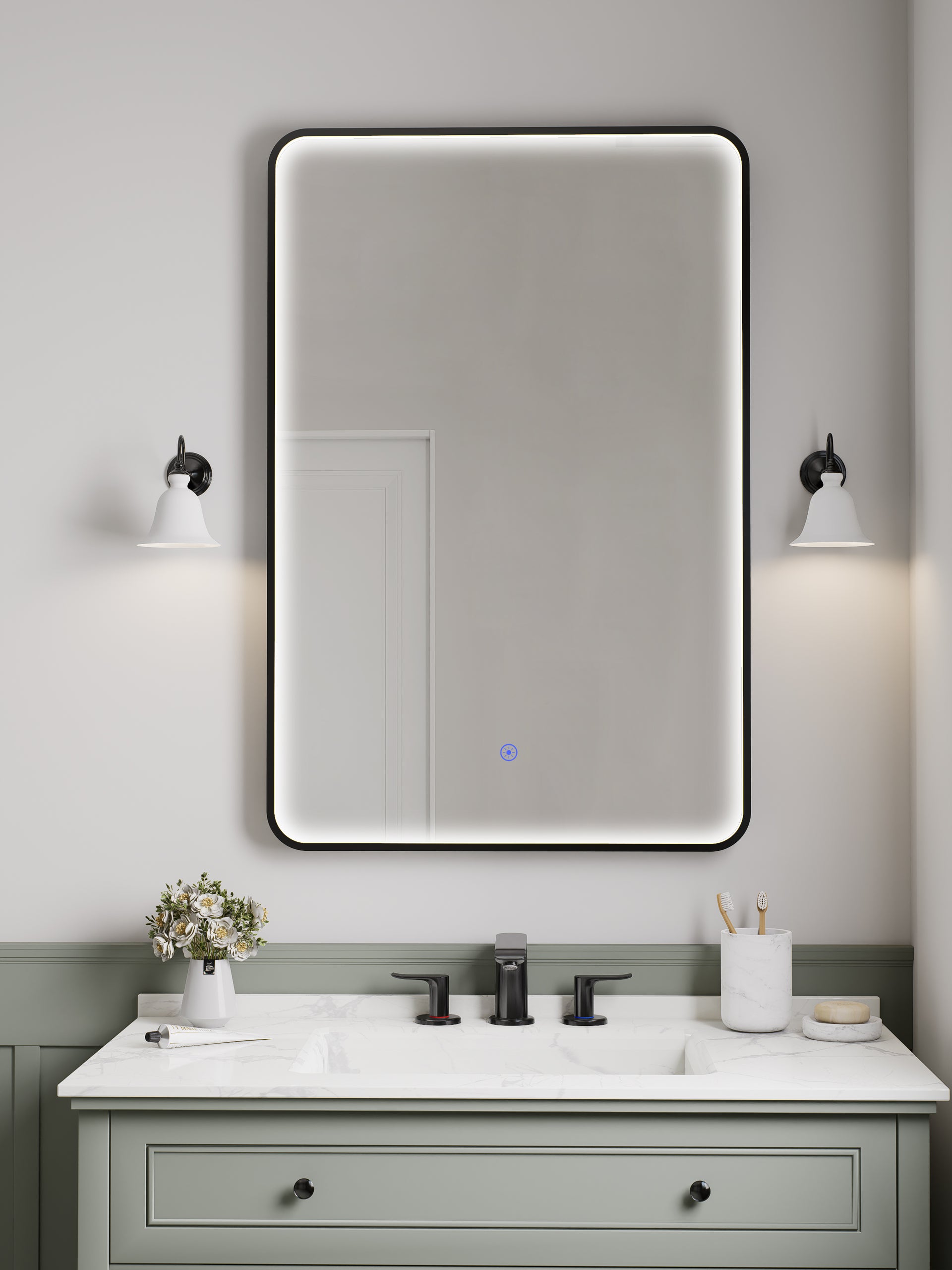 Arcadia Rectangular Bath Wall Mirror in Black