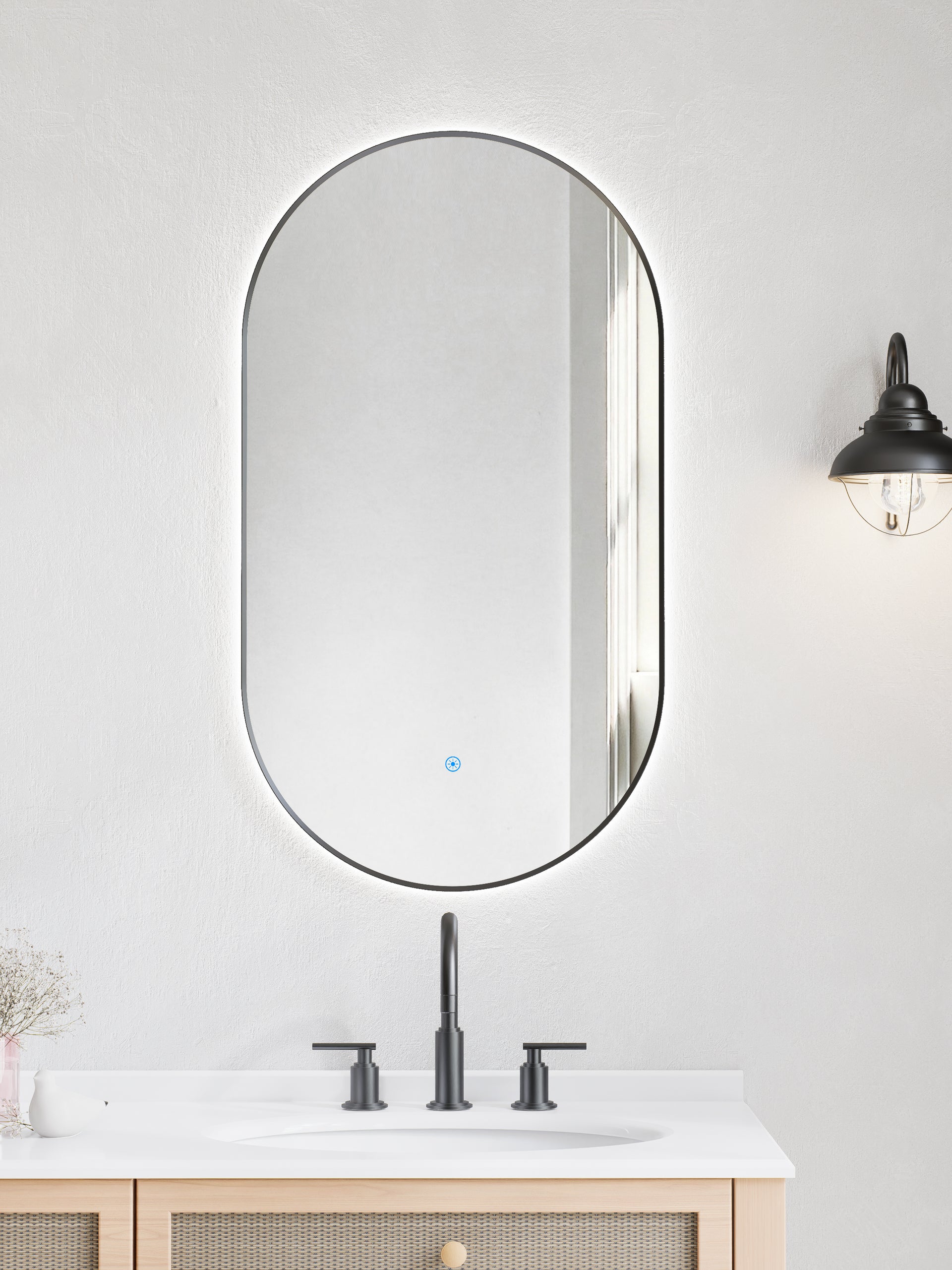 Elavare Oval Bath Wall Mirror in Black