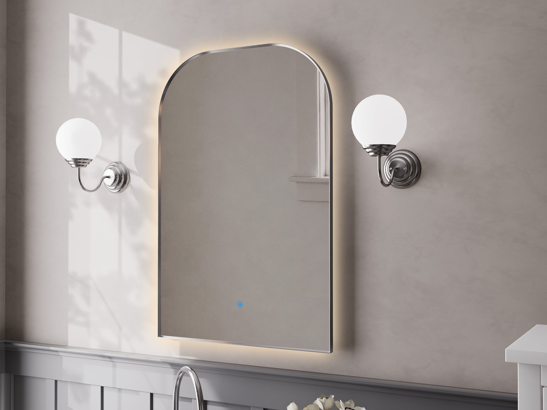 Ascension Rectangular Bath Wall Mirror in Nickel