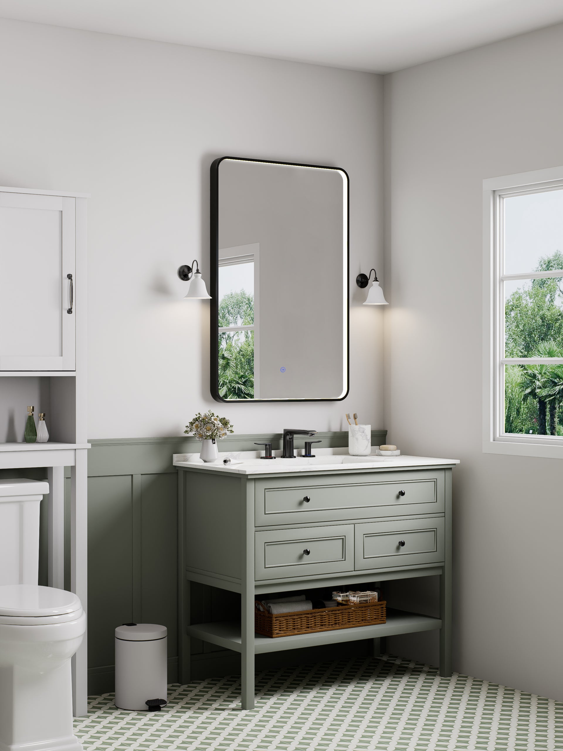 Arcadia Rectangular Bath Wall Mirror in Black