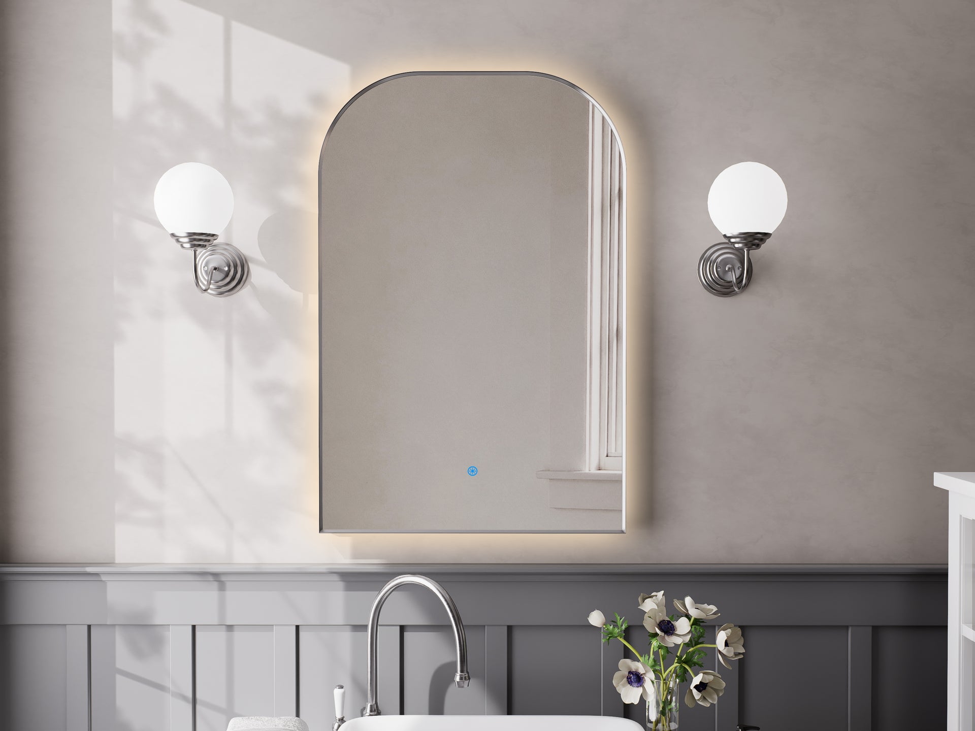 Ascension Rectangular Bath Wall Mirror in Nickel